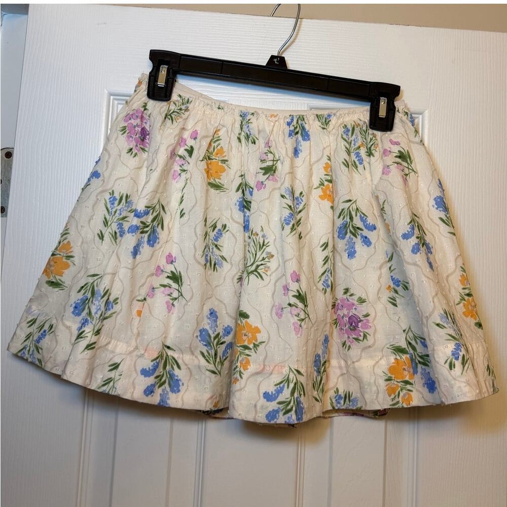 NWT Cotton Mini Skirt Size Small Floral Cream Coquette Fairycore Cottage